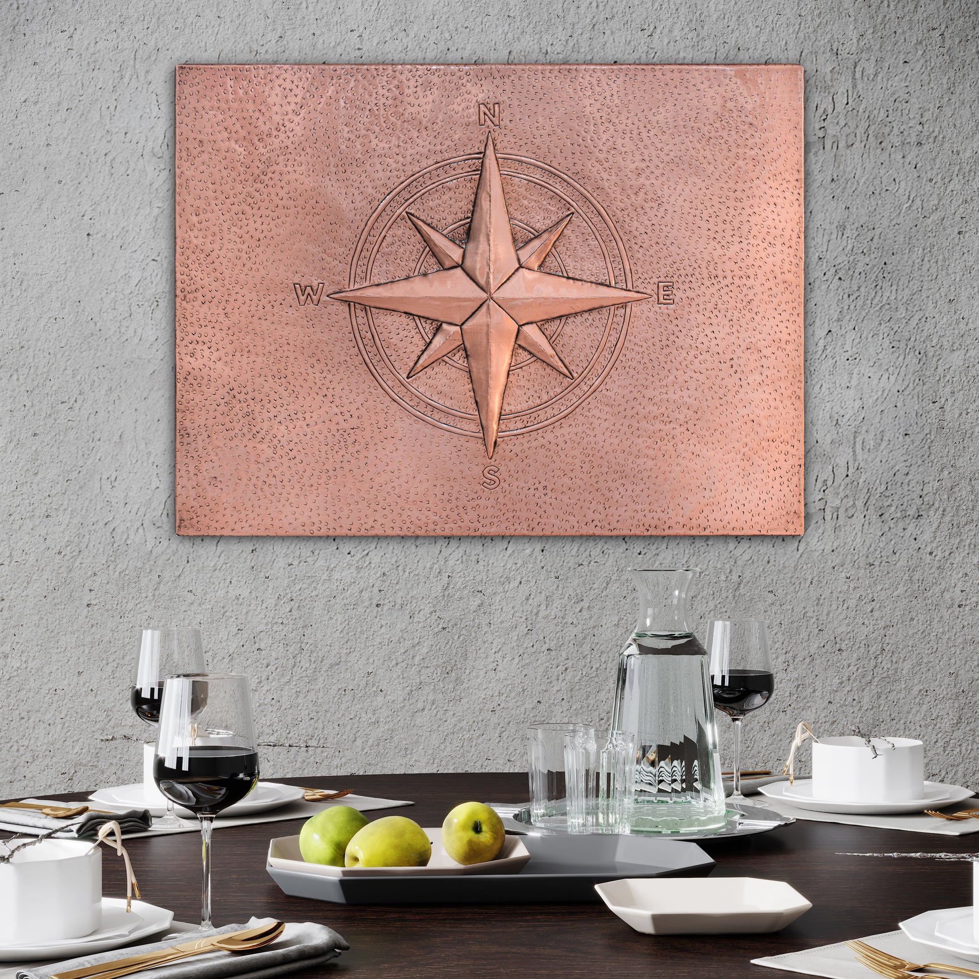 Coastal Kitchen Backsplash Tile - Copper Compass Rose - Natural Copper - Natuross
