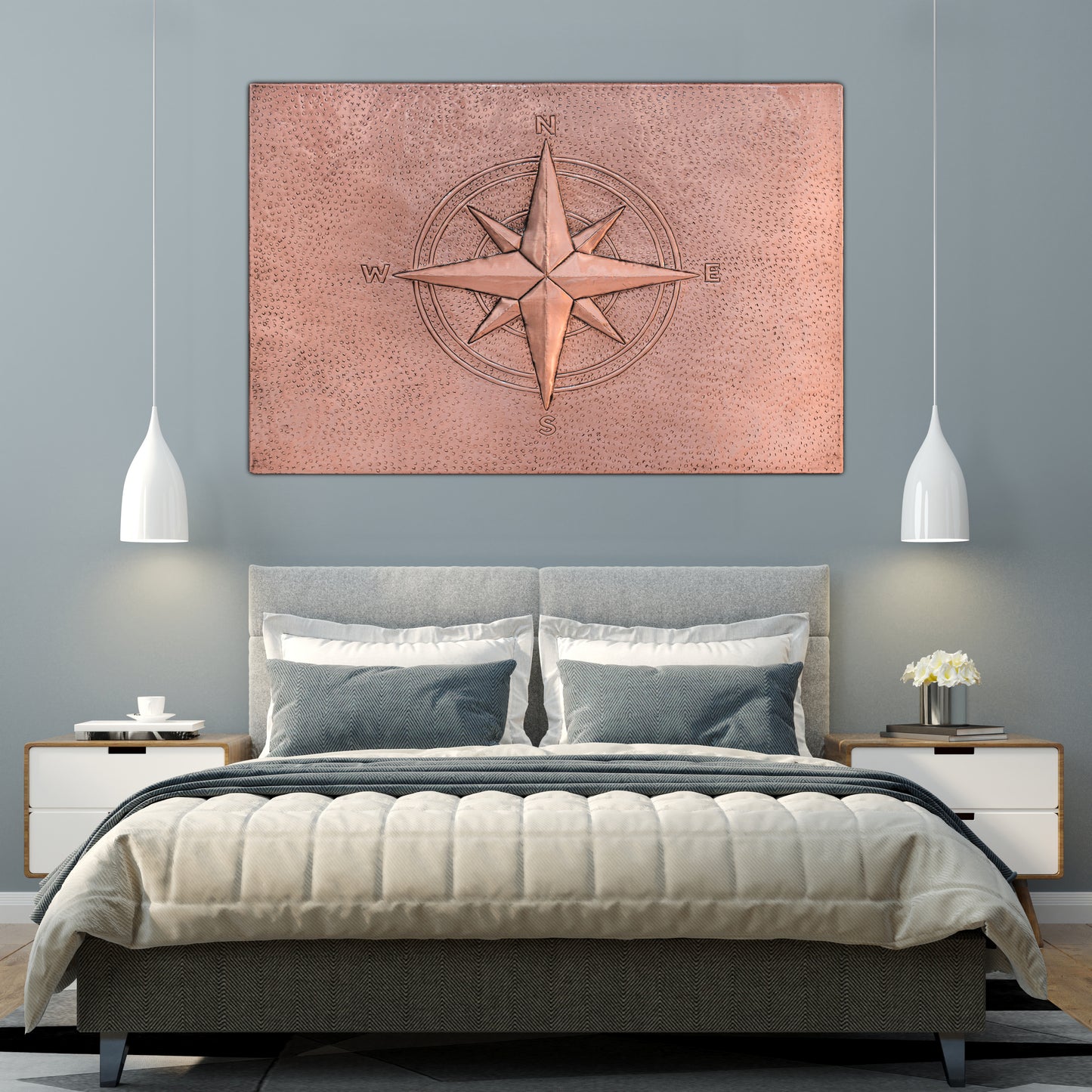 Coastal Kitchen Backsplash Tile - Copper Compass Rose - Natural Copper - Natuross