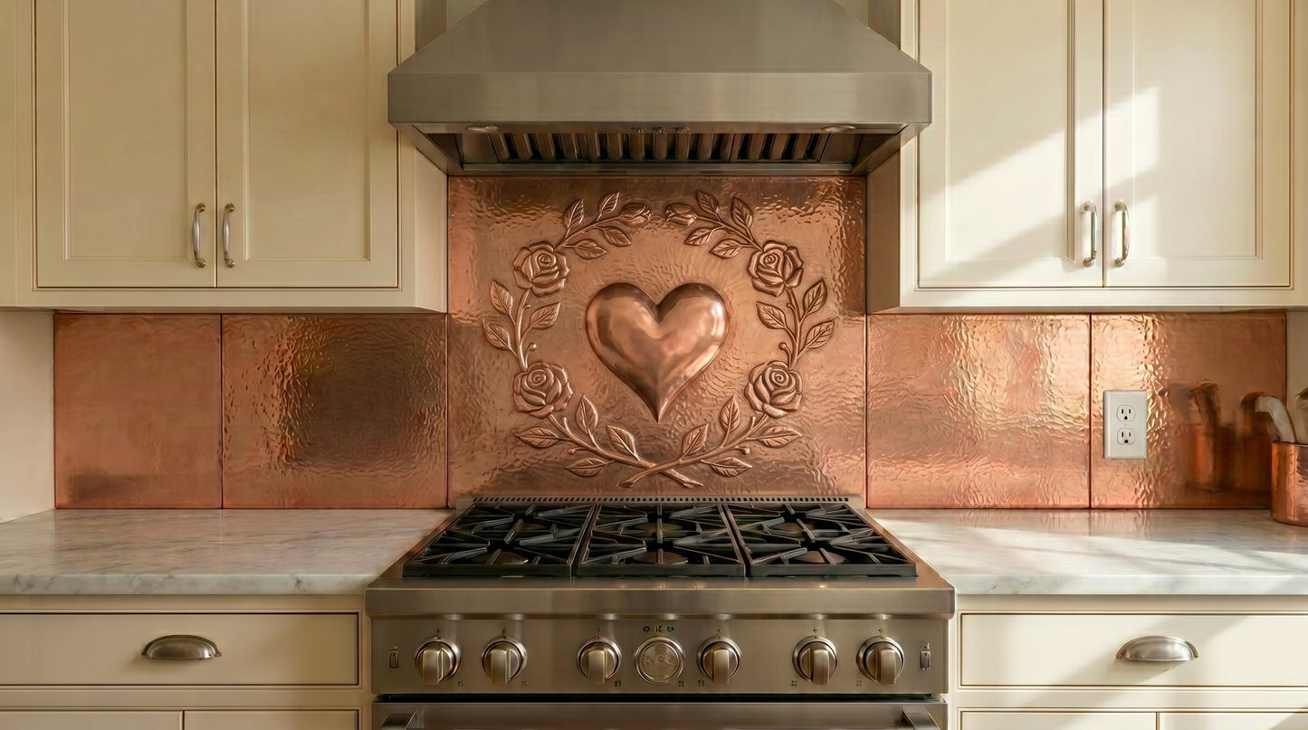 Heart Wreath Copper Kitchen Backsplash