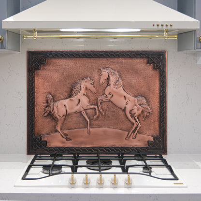 Ranch-Style Kitchen Backsplash Tile - Copper Horses - Brown Patina - Natuross