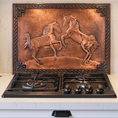 Ranch-Style Kitchen Backsplash Tile - Copper Horses - Brown Patina - Natuross