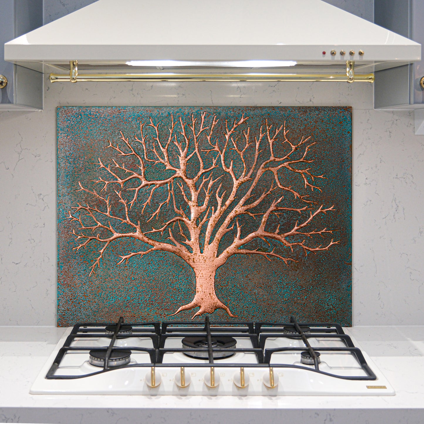 Nature-Inspired Kitchen Backsplash Tile – Copper Tree of Nature – Green Patina - Natuross