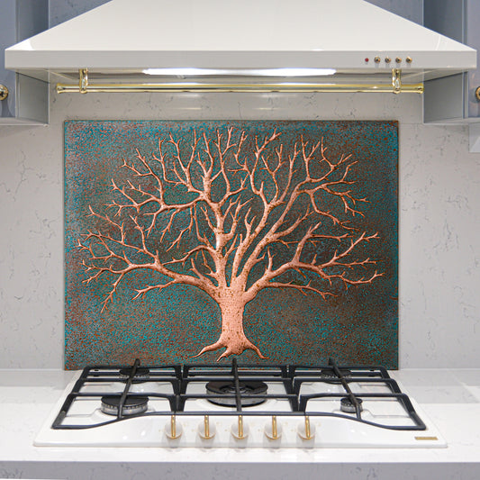 Green Patina Kitchen Backsplash Tree of Life