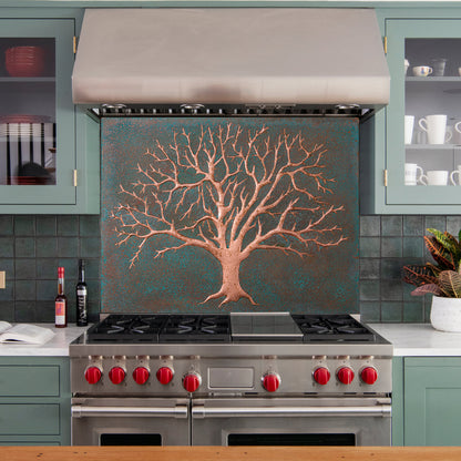 Nature-Inspired Kitchen Backsplash Tile – Copper Tree of Nature – Green Patina - Natuross