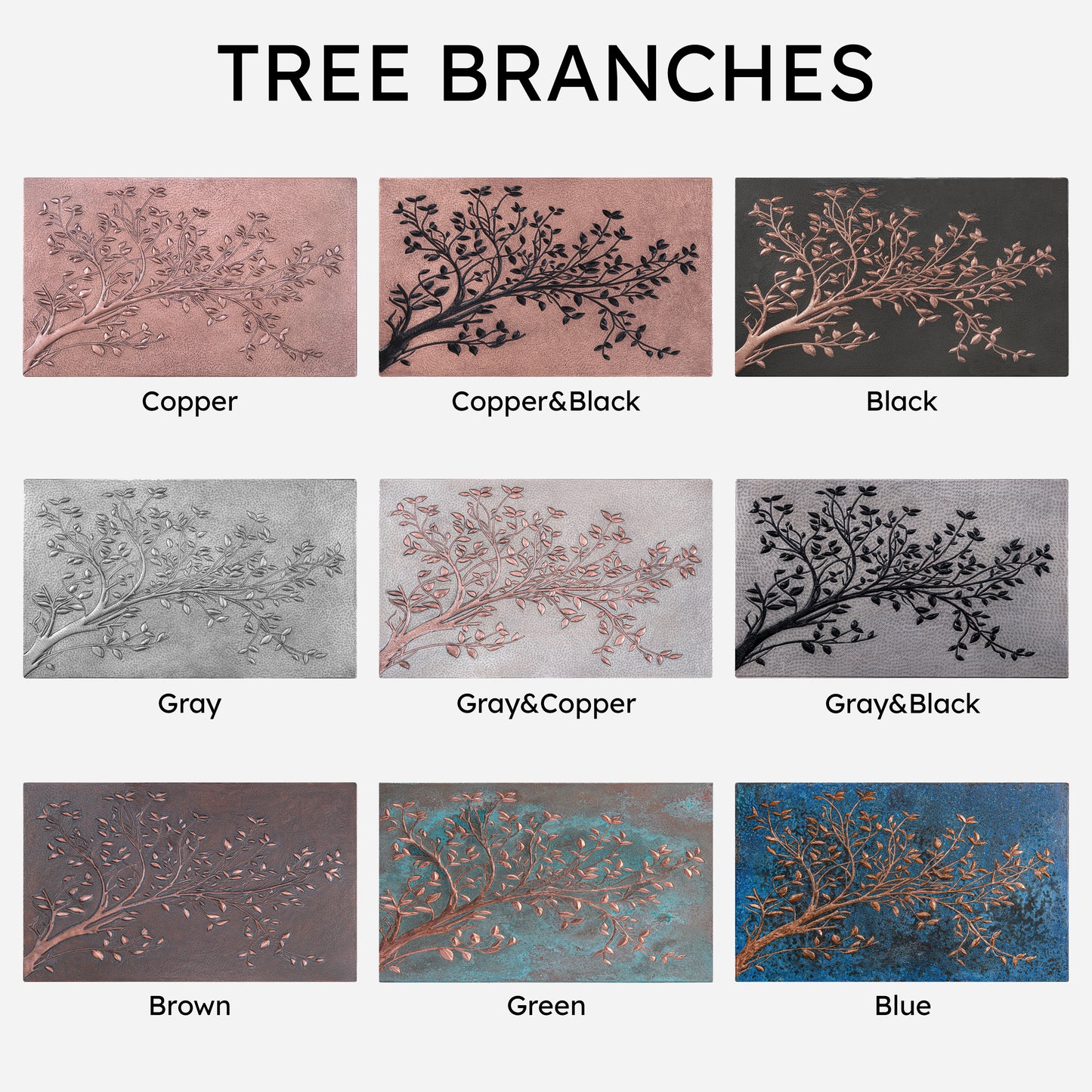 Rustic Kitchen Backsplash Tile – Copper Tree Branches – Brown Patina