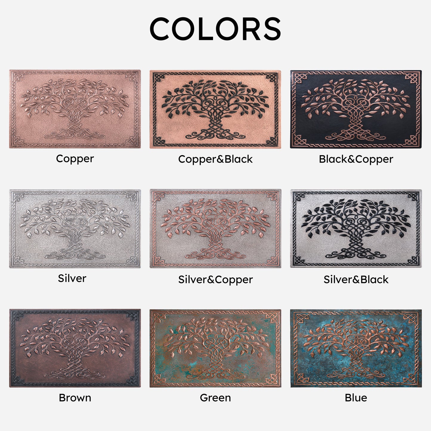 Copper Backsplash (Tree of Life with Celtic Border, Gray&Black Color) - Natuross