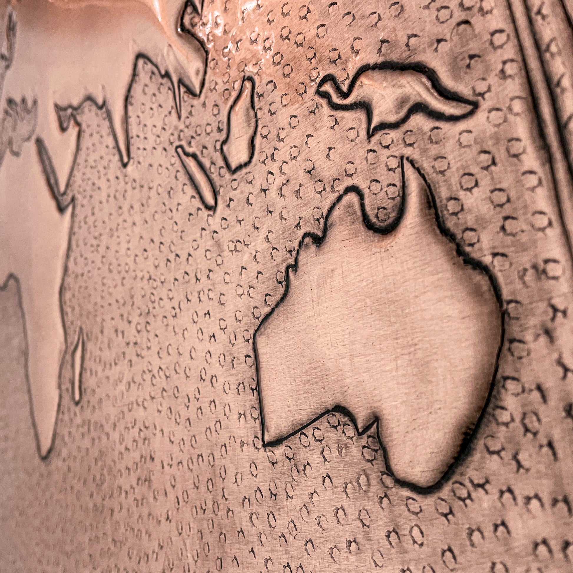 Modern Kitchen Backsplash Tile - Copper World Map - Natural Copper - Natuross
