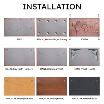 Modern Kitchen Backsplash Tile - Copper World Map - Natural Copper - Natuross