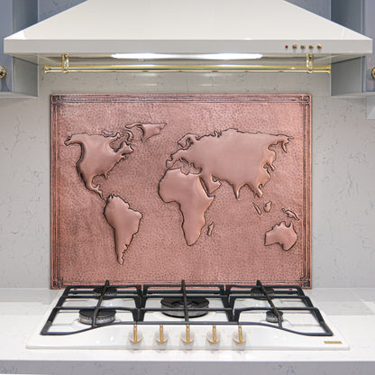 Modern Kitchen Backsplash Tile - Copper World Map - Natural Copper - Natuross