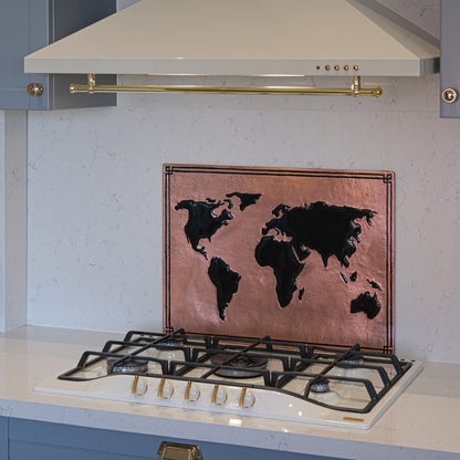 World Map Copper & Black Kitchen Backsplash - Natuross