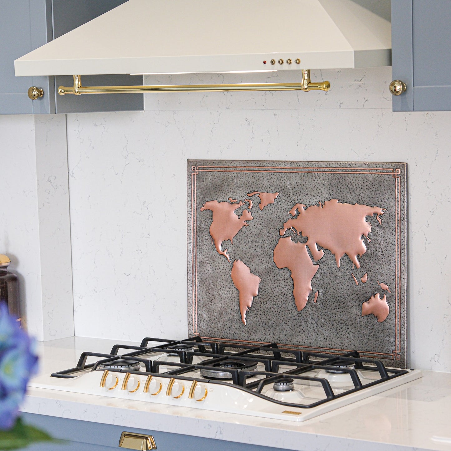 World Map Gray & Copper Kitchen Backsplash - Natuross