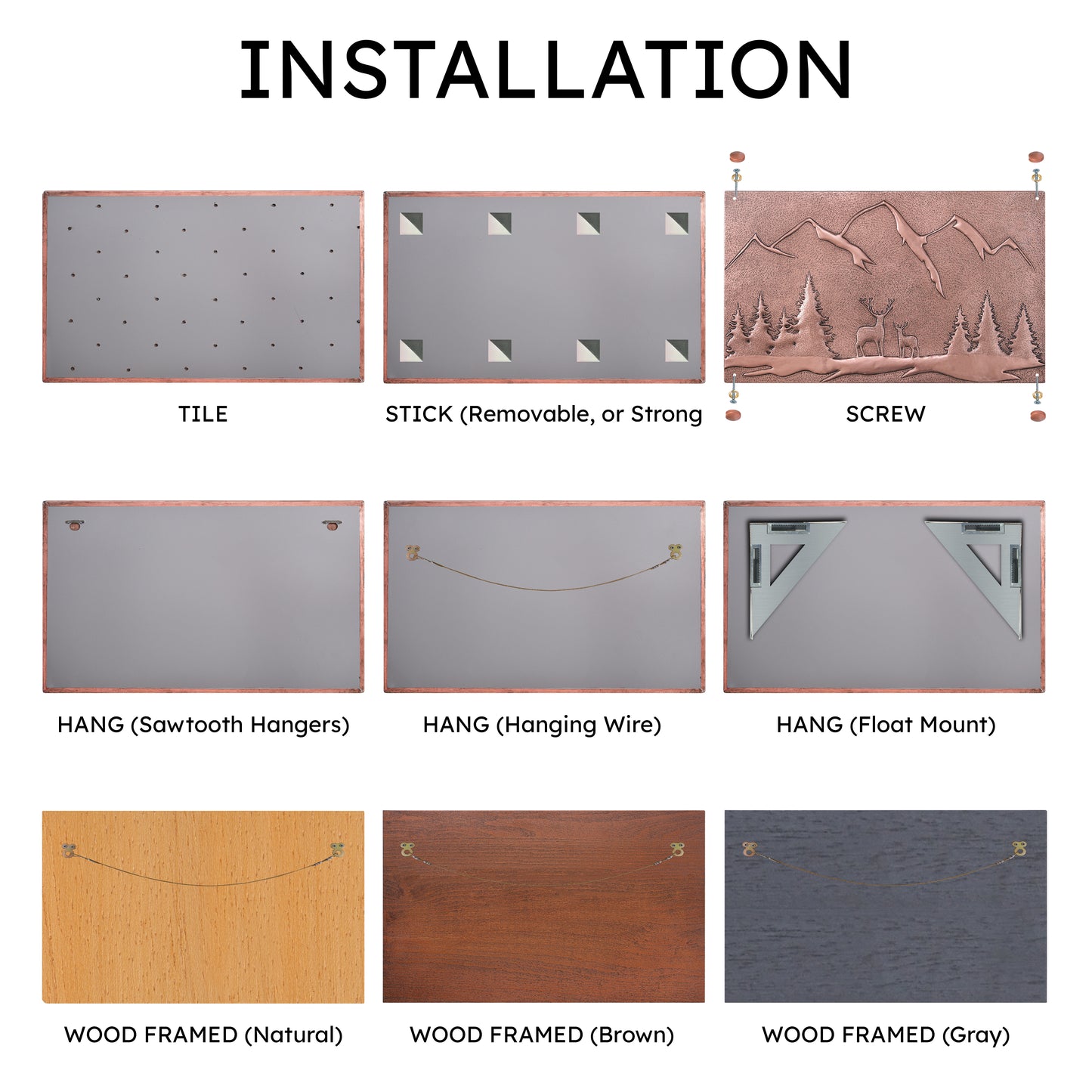 Rustic Tree Branches Brown Patina Copper Backsplash – Hand-Hammered Metal Wall Panel – Farmhouse Kitchen & Fireplace Accent