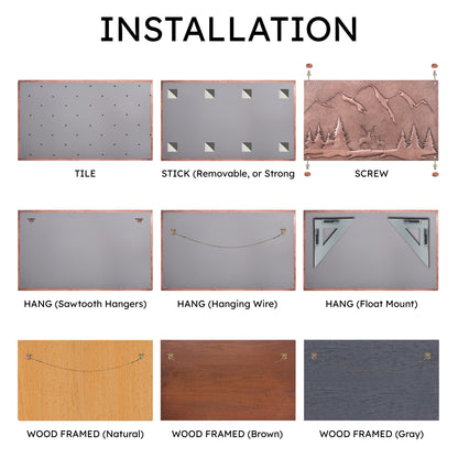 Rustic Tree Branches Brown Patina Copper Backsplash – Hand-Hammered Metal Wall Panel – Farmhouse Kitchen & Fireplace Accent