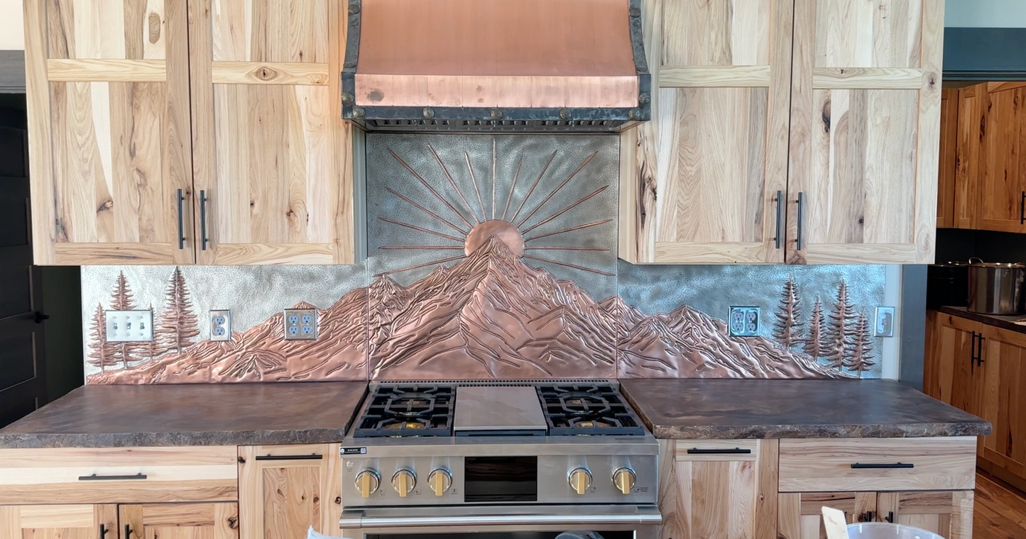 Copper Kitchen Backsplash Set - Mountain Sunrise