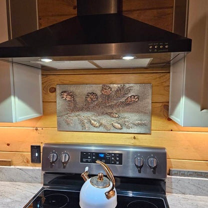 Pine Branches Copper Kitchen Backsplash - Natuross