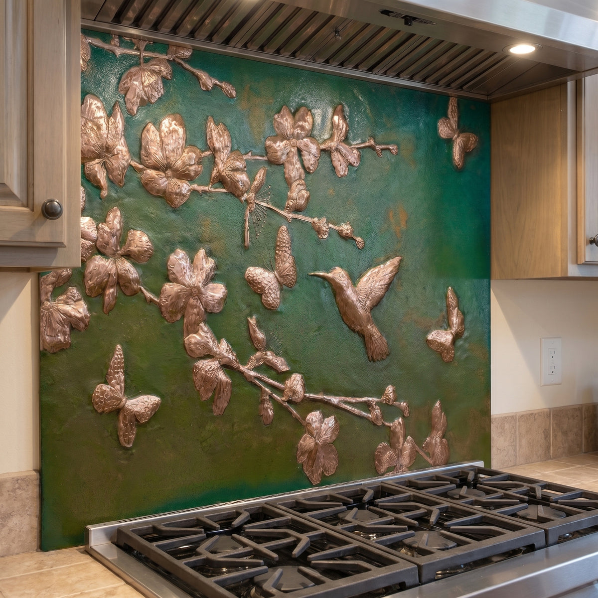 Dogwood with Hummingbird Copper Backsplash