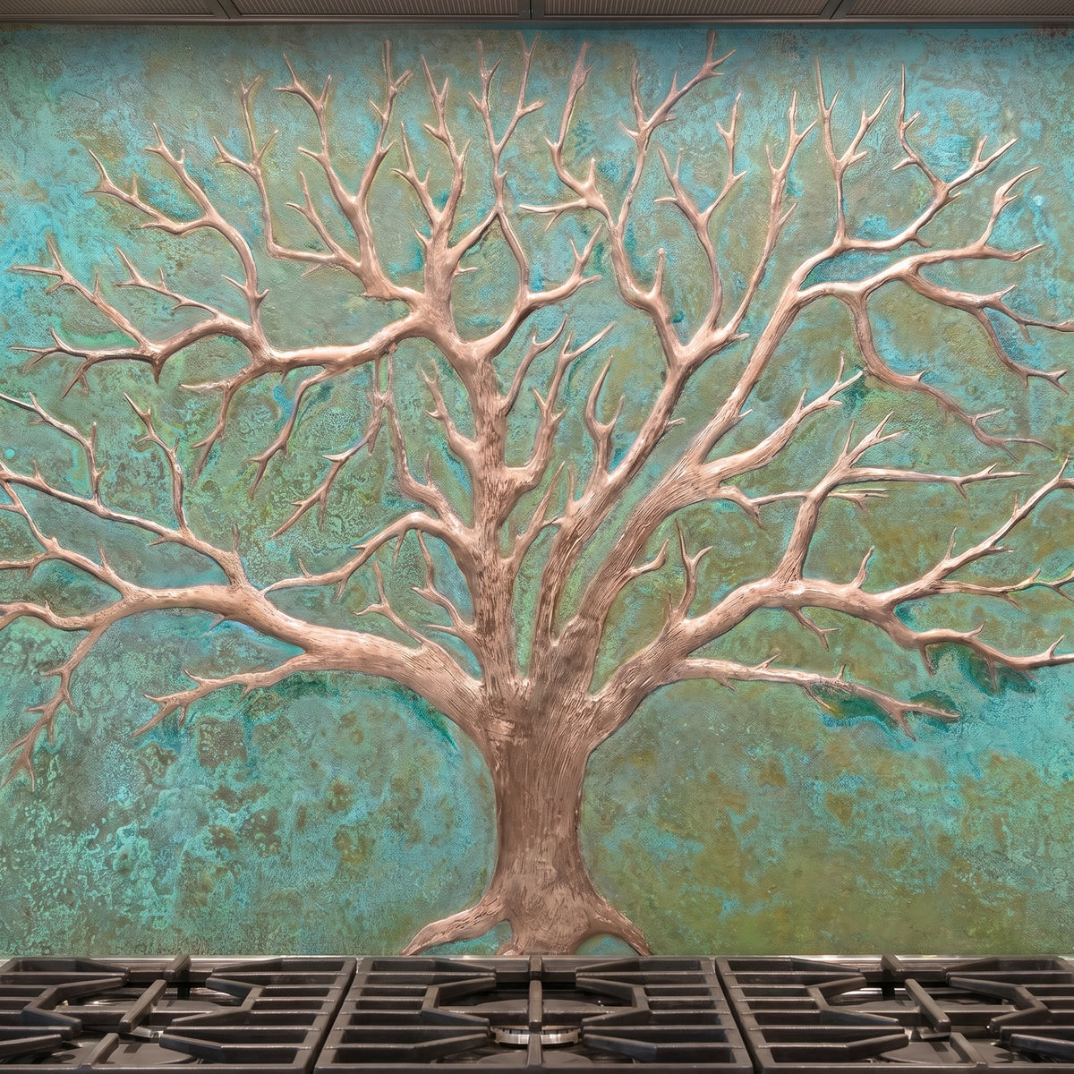 Winter Tree Copper Backsplash — Green Copper