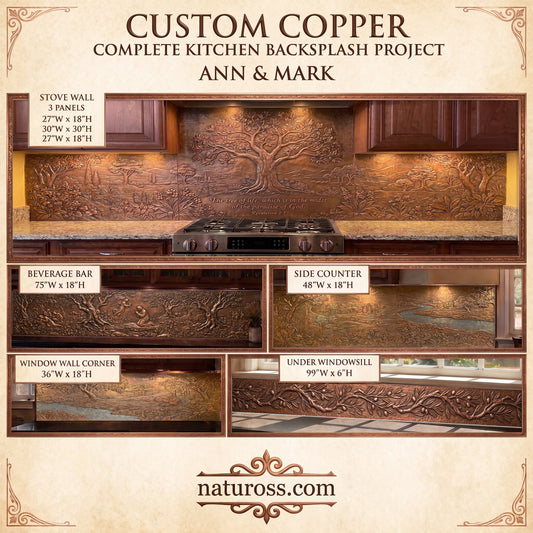 Custom Copper Kitchen Backsplash & Architectural Panels | Your Design, Your Size