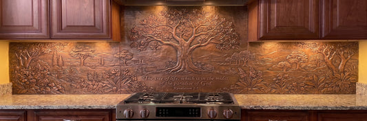 Tree of Life in Paradise — Copper Kitchen Backsplash — Revelation 2:7
