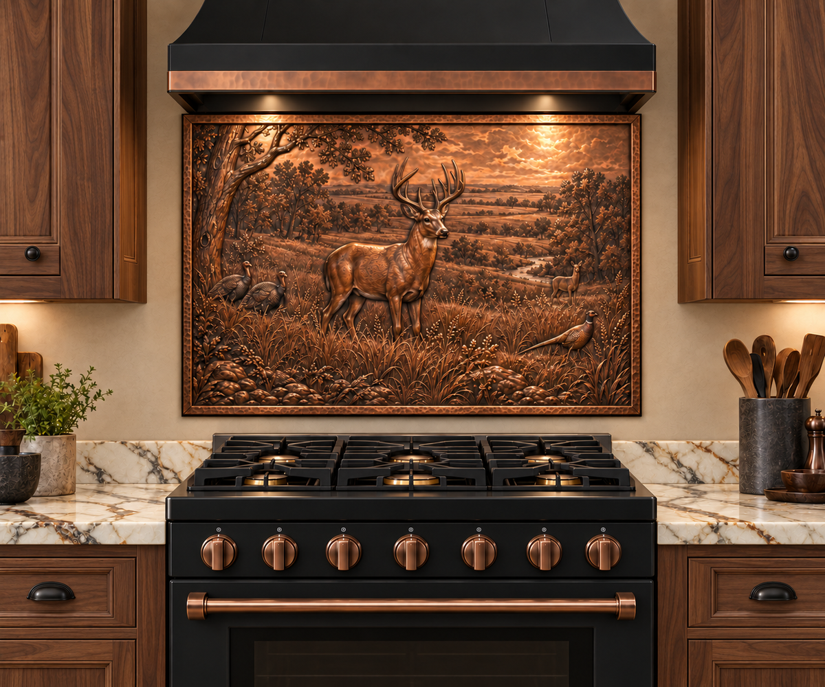 Custom Copper Kitchen Backsplash & Architectural Panels | Your Design, Your Size