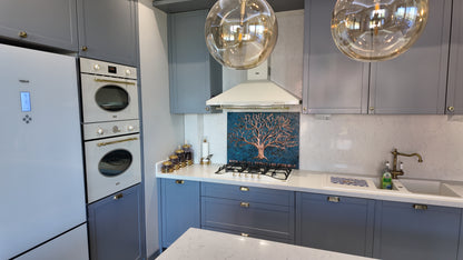 Eternal Tree Copper Backsplash in Blue - Natuross