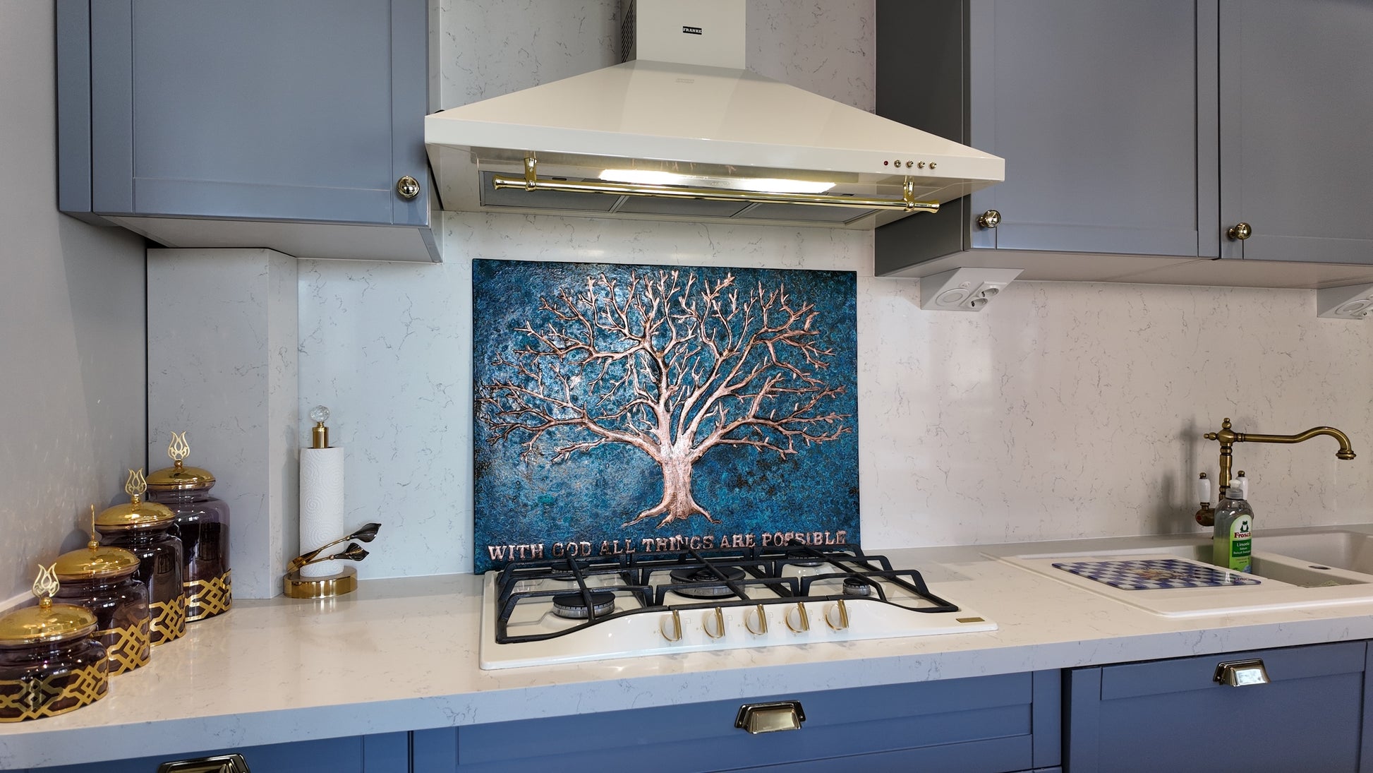 Eternal Tree Copper Backsplash in Blue - Natuross