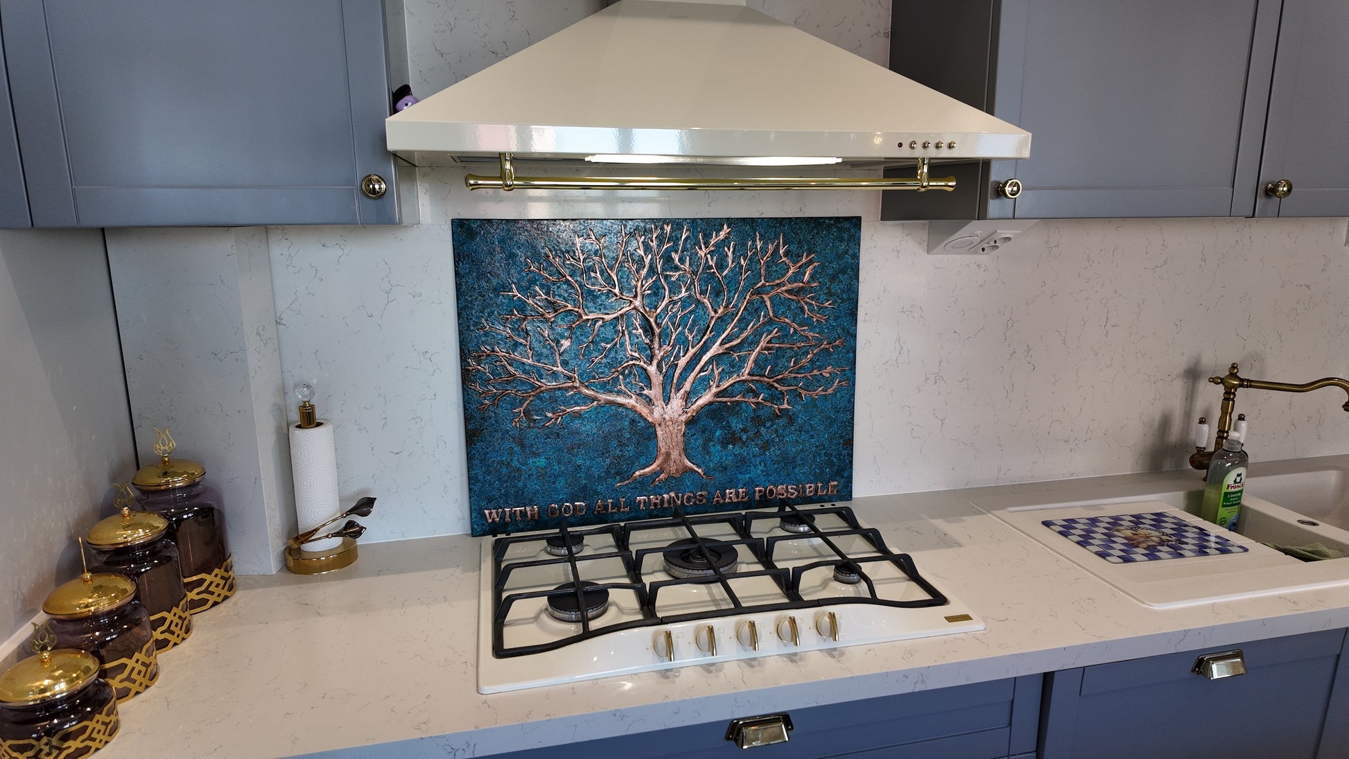 Eternal Tree Copper Backsplash in Blue - Natuross