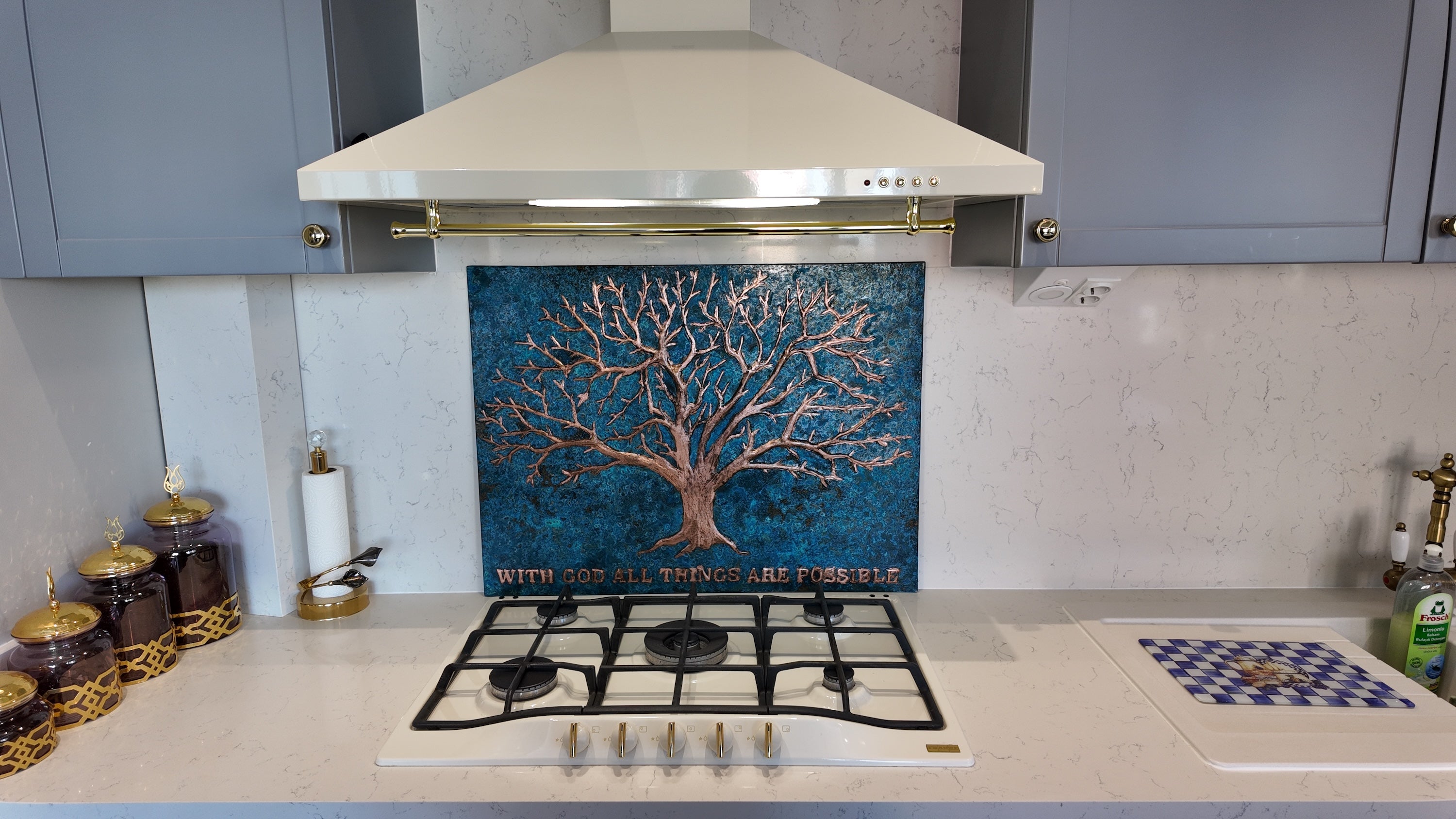Eternal Tree Copper Backsplash in Blue - Natuross