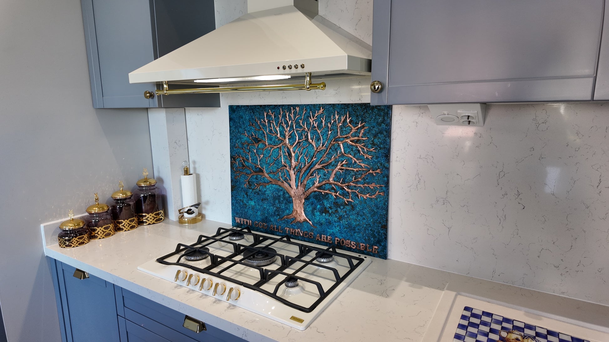 Eternal Tree Copper Backsplash in Blue - Natuross
