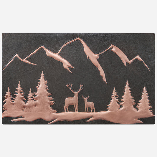 Deer Scene Kitchen Backsplash Tile 18"x30" Black