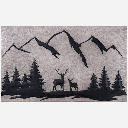 Deer Scene Kitchen Backsplash Tile 18"x30" Gray&Black - Natuross