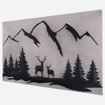 Deer Scene Kitchen Backsplash Tile 18"x30" Gray&Black - Natuross