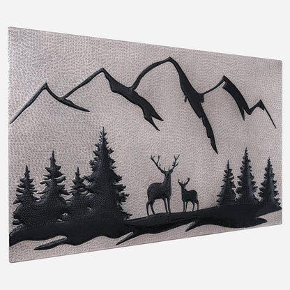 Deer Scene Kitchen Backsplash Tile 18"x30" Gray&Black - Natuross