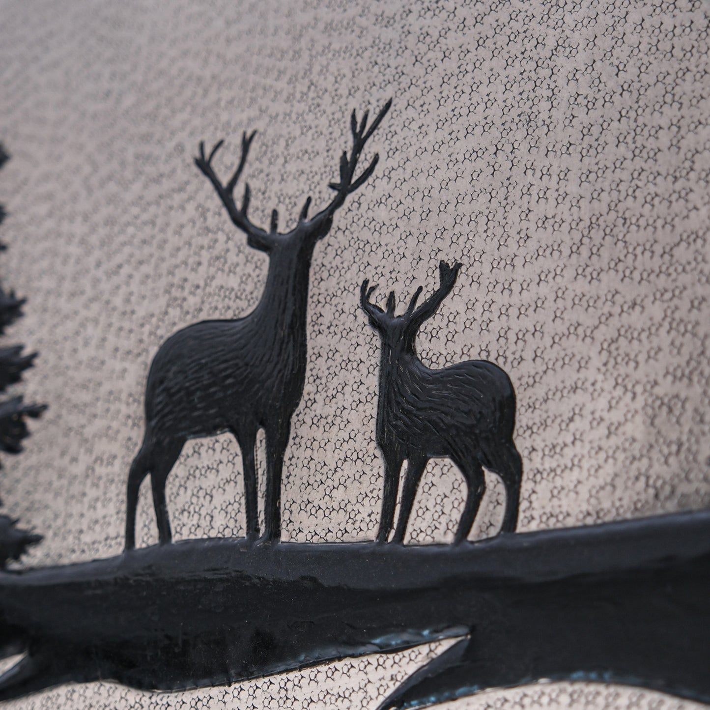Deer Scene Kitchen Backsplash Tile 18"x30" Gray&Black