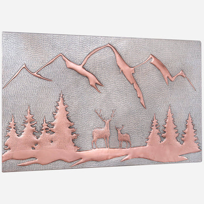 Deer Scene Kitchen Backsplash Tile 18"x30" Gray&Copper - Natuross