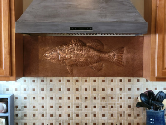Largemouth Bass Fish Copper Backsplash