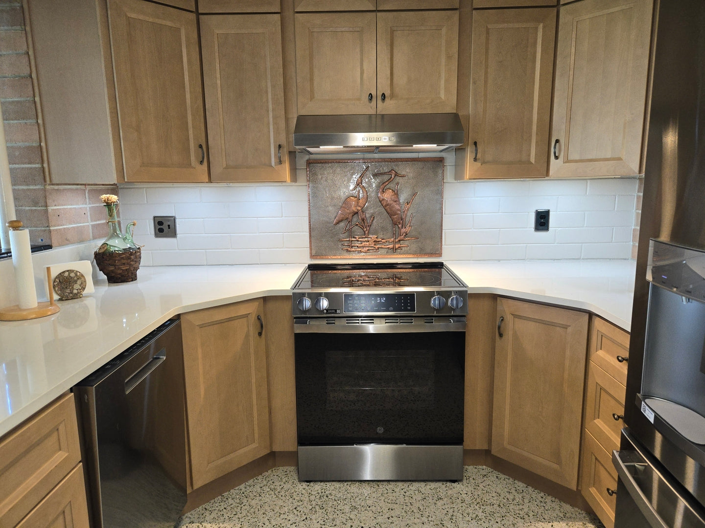 Twin Herons Copper Backsplash