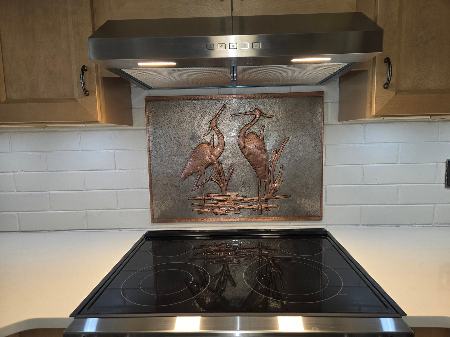 Twin Herons Copper Backsplash