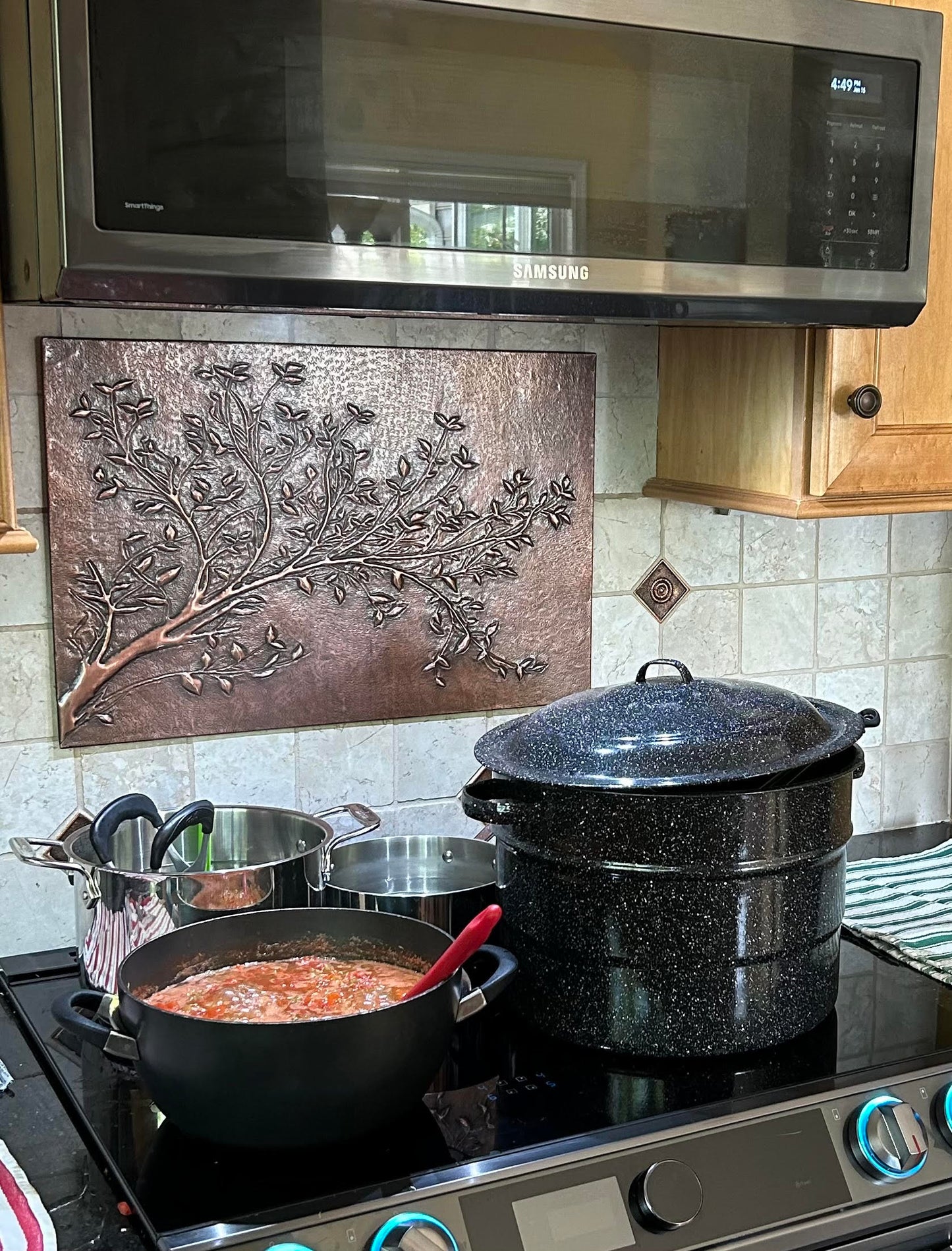 Rustic Brown Copper Tree Branches Backsplash | Handmade Farmhouse Kitchen Wall Art - Natuross