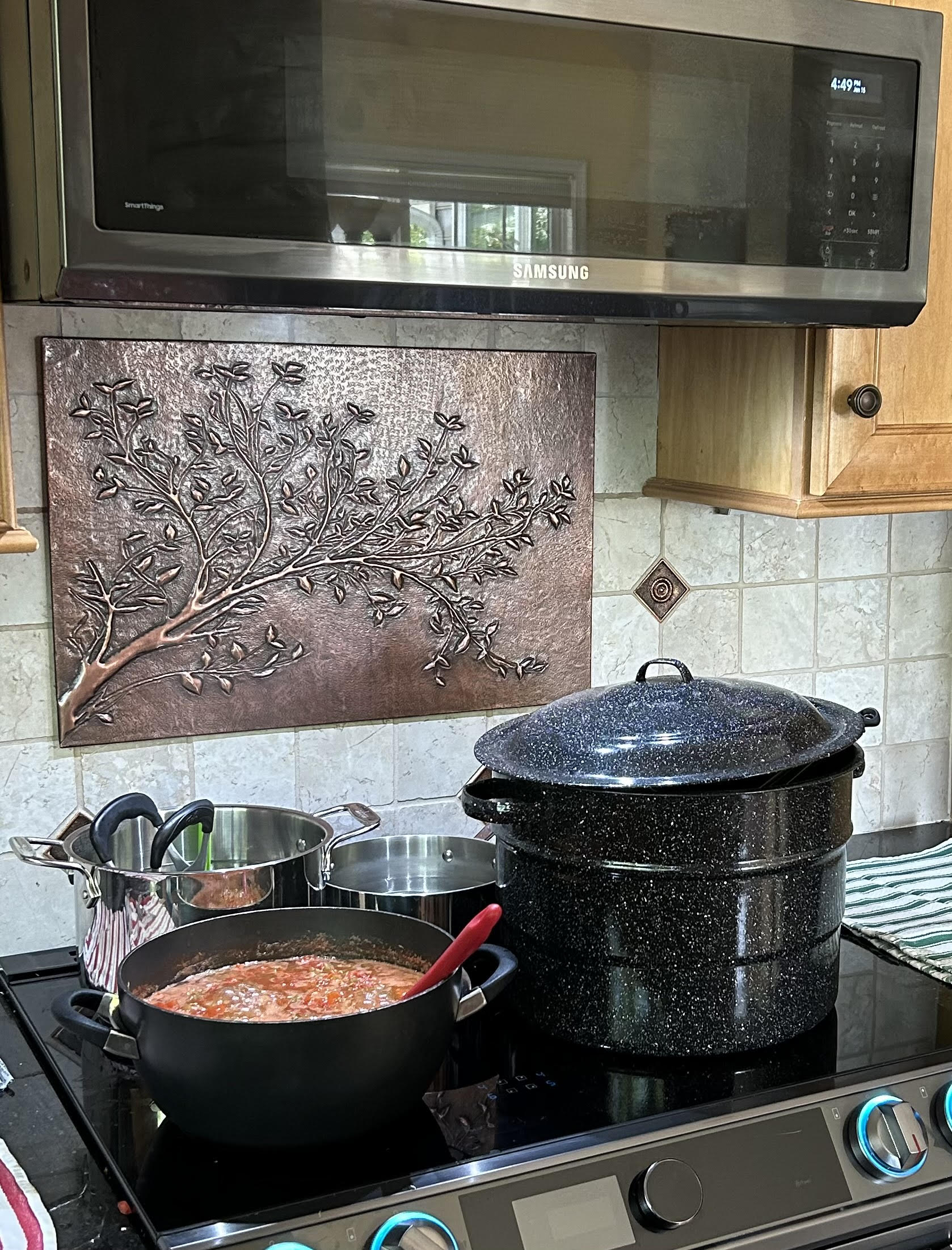 Rustic Brown Copper Tree Branches Backsplash | Handmade Farmhouse Kitchen Wall Art - Natuross