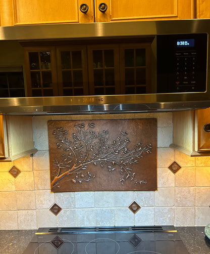 Rustic Brown Copper Tree Branches Backsplash