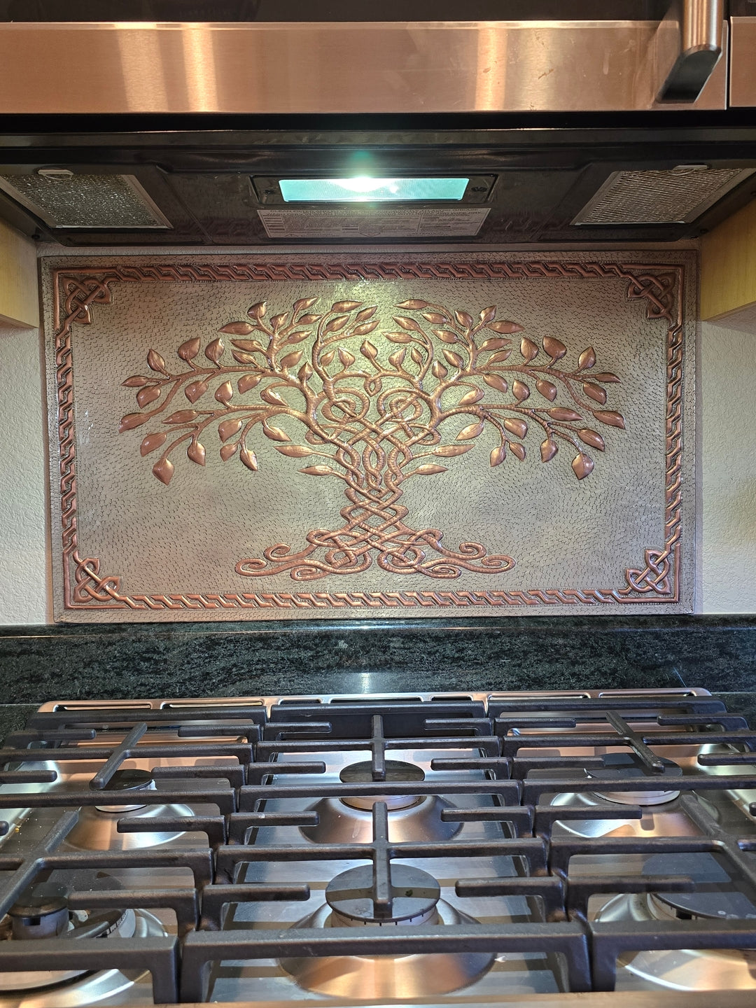 Tree of Life Copper Backsplash — Silver–Copper