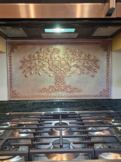 Tree of Life Copper Backsplash — Silver–Copper