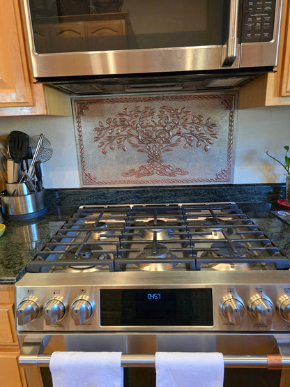 Tree of Life Copper Backsplash — Silver–Copper