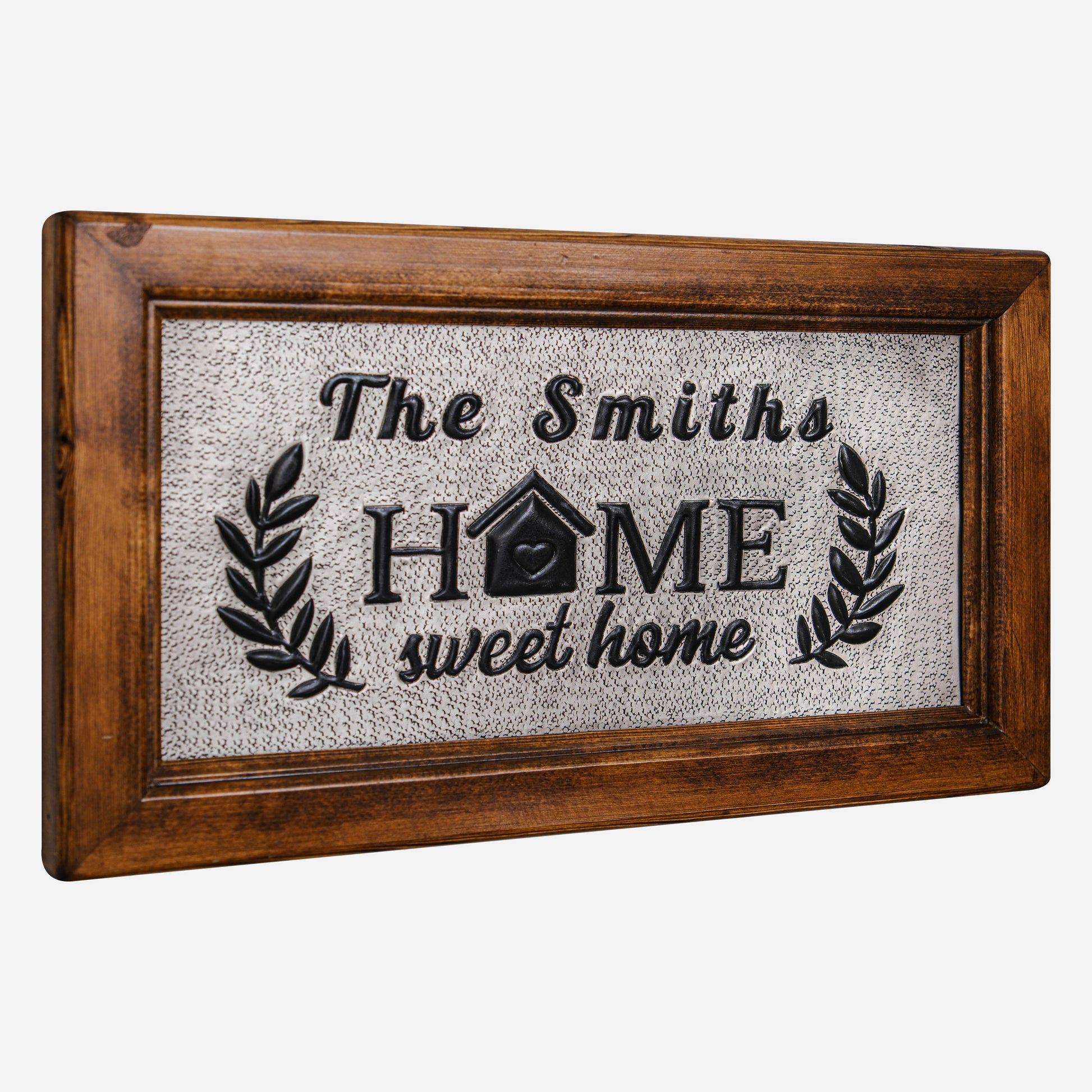 Copper House Sign for Wall (Sweet Home, Personalized with Family Name, Silver&Black Color)