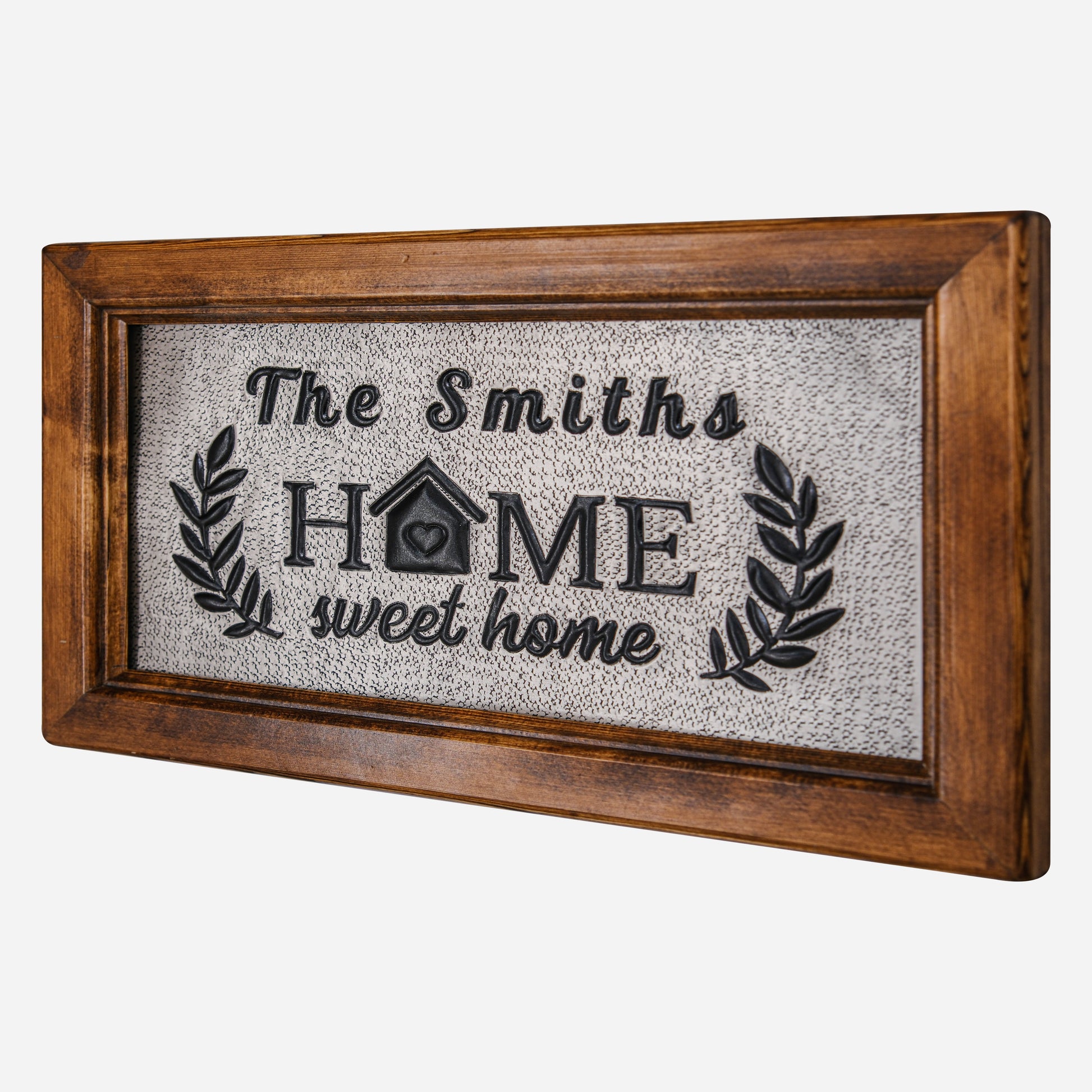 Copper House Sign for Wall (Sweet Home, Personalized with Family Name, Silver&Black Color)