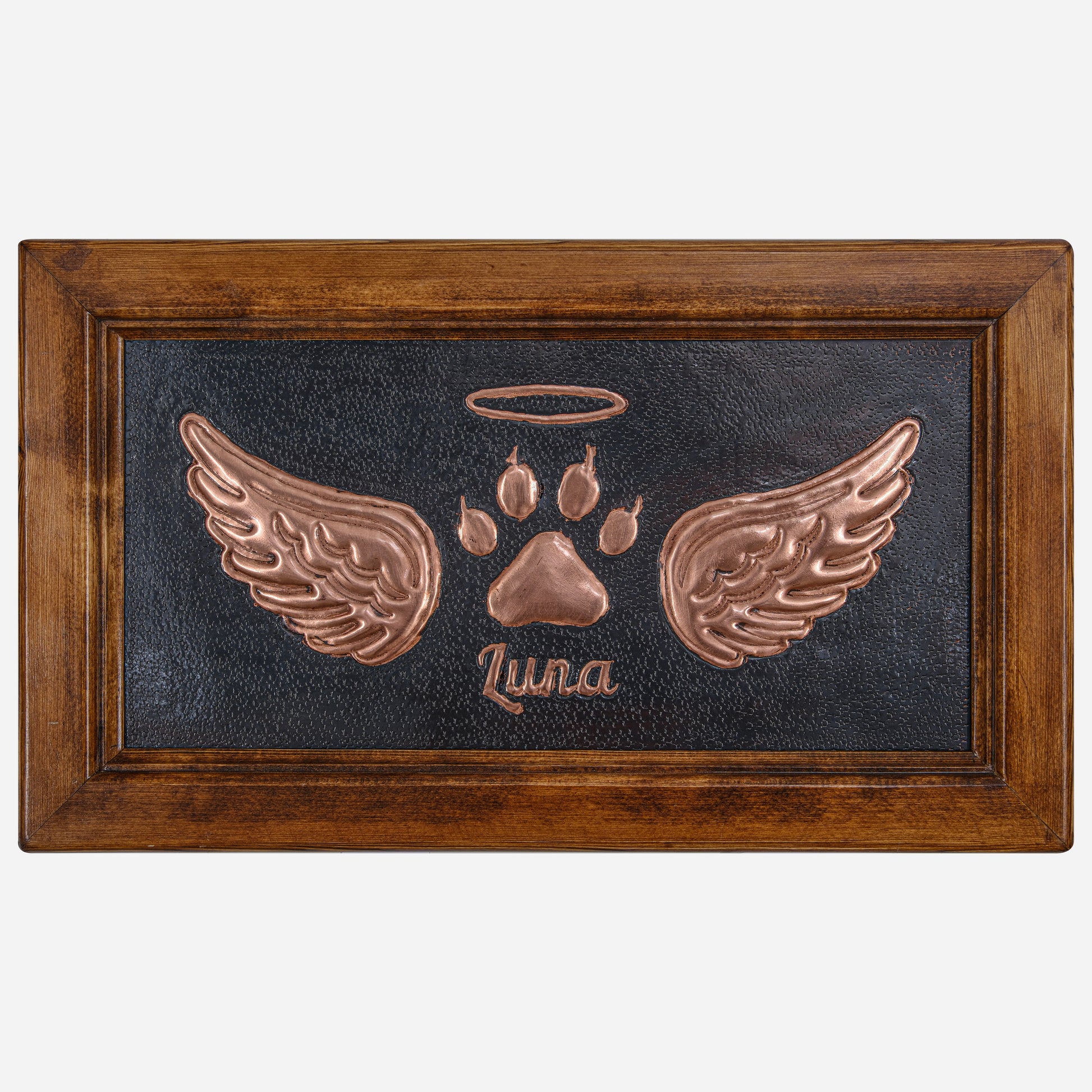 Pet Loss Personalized Memorial Gift Framed Copper Artwork (Cat Paw, Black&Copper Color)