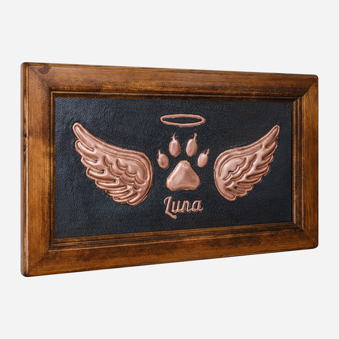 Pet Loss Personalized Memorial Gift Framed Copper Artwork (Cat Paw, Black&Copper Color)