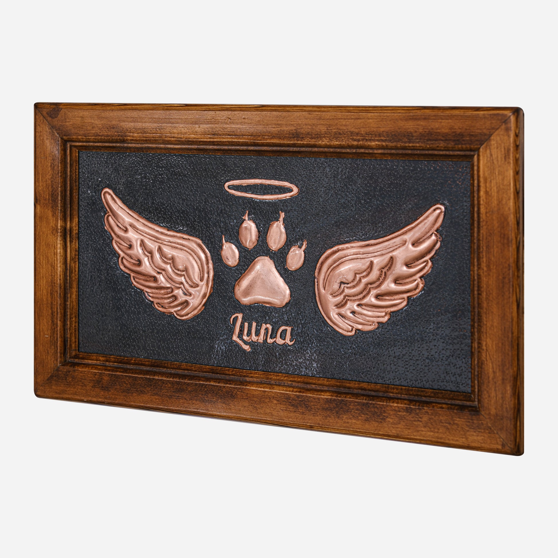 Pet Loss Personalized Memorial Gift Framed Copper Artwork (Cat Paw, Black&Copper Color)