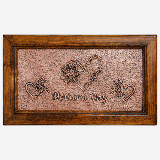 Mother's Day Gift Framed Copper Name Sign (Personalized, Hearts and Rose Flowers)